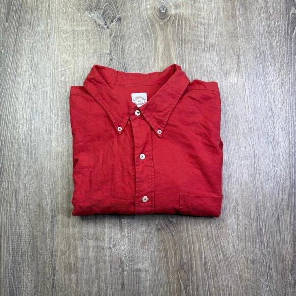 Brooks Brothers Mens Red Long Sleeved Collared Flannel Button Up Shirts Size 3XL - Picture 1 of 7